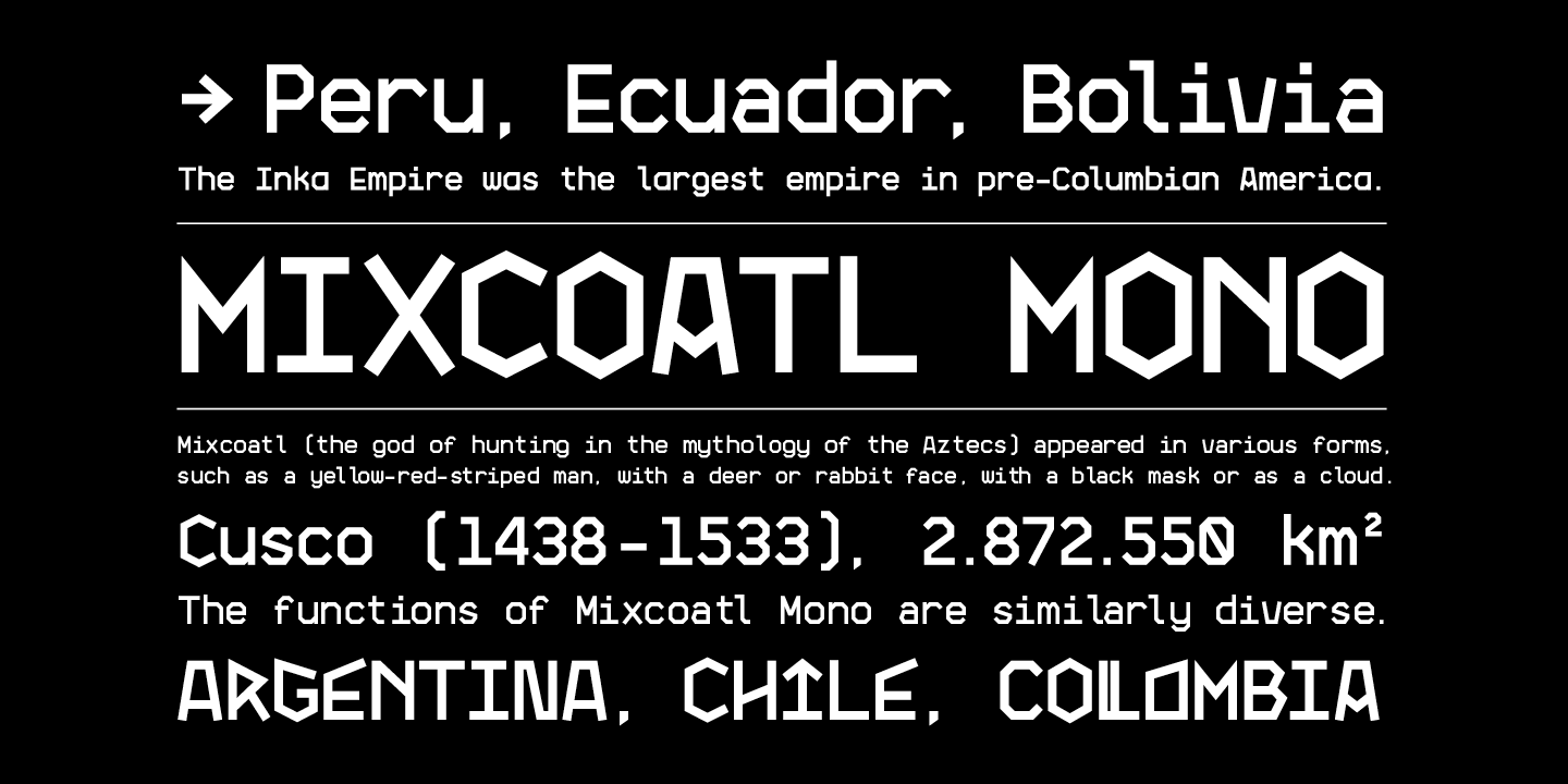 Пример шрифта Mixcoatl Mono Regular